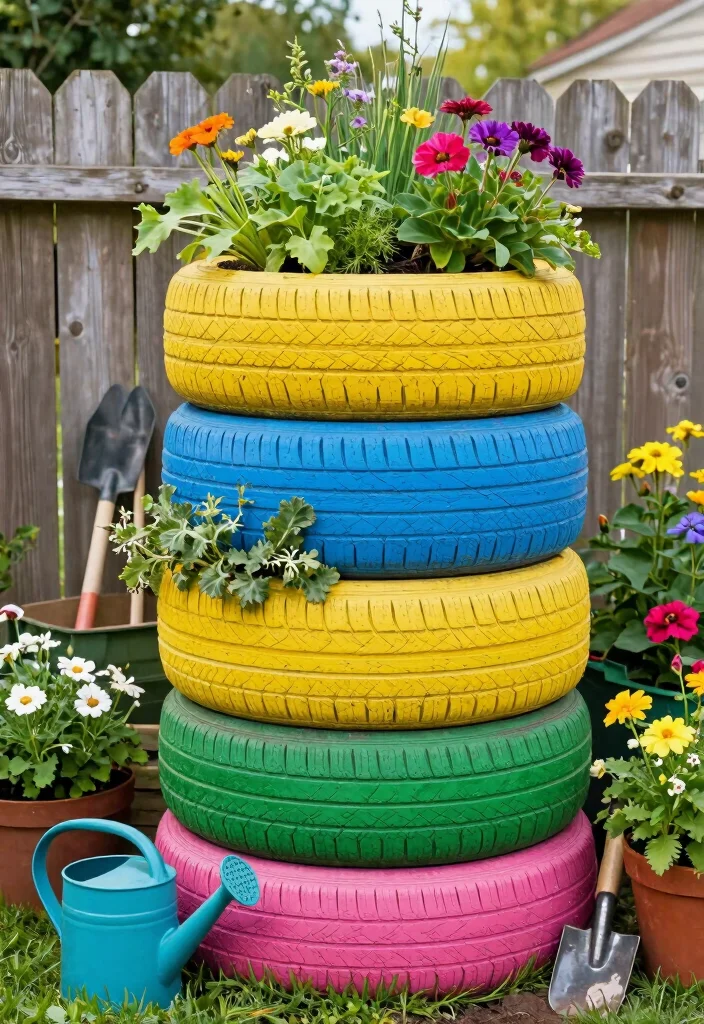 14 DIY Raised Garden Bed Ideas for Budget Friendly and Custom Builds 2 14 DIY Raised Garden Bed Ideas for Budget Friendly and Custom Builds - 2. Stacked Tire Planters 1