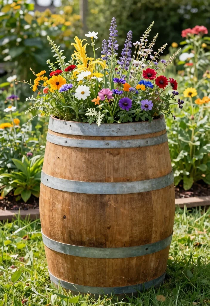 14 DIY Raised Garden Bed Ideas for Budget Friendly and Custom Builds 8 14 DIY Raised Garden Bed Ideas for Budget Friendly and Custom Builds - 8. Wine Barrel Garden 1