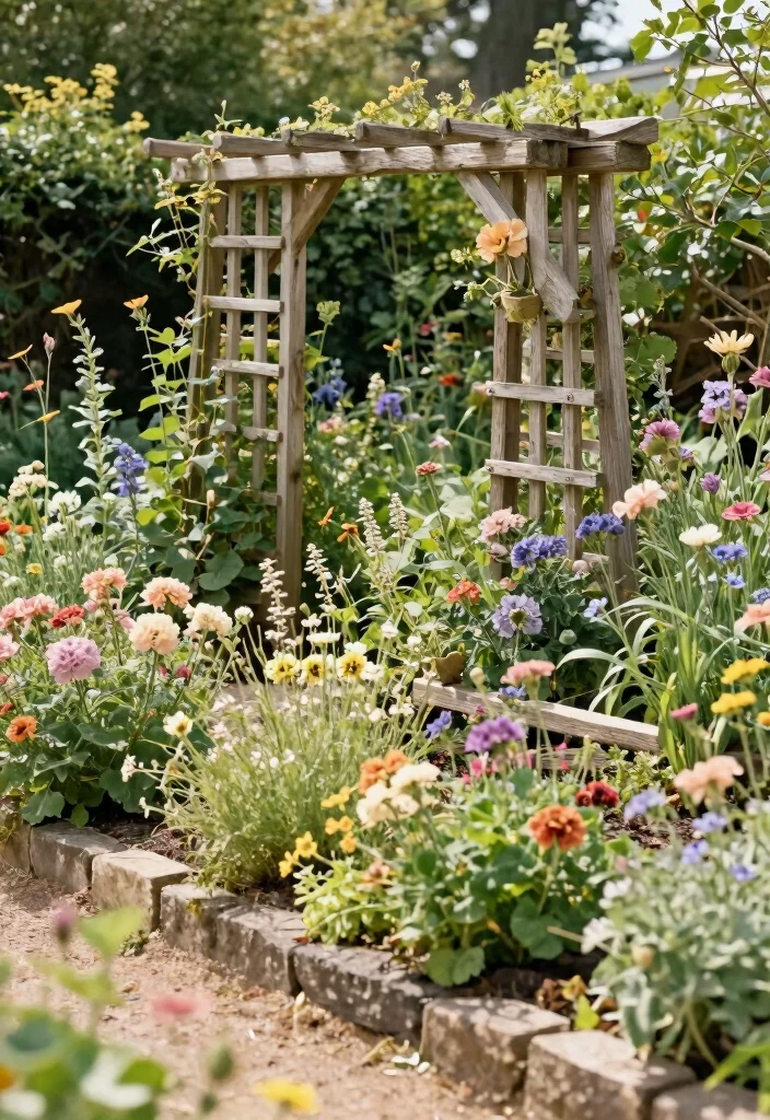 14 Front Garden Flower Bed Ideas for Layered Color and Structure - 12. Rustic Charm 1