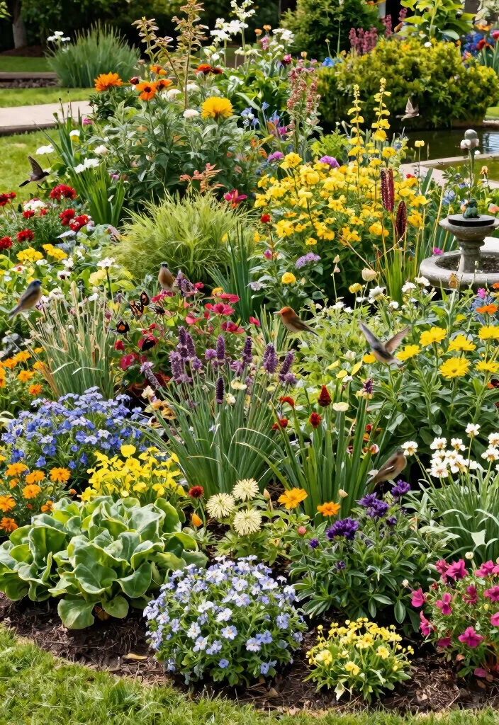 14 Large Flower Bed Ideas for Bold Layered and Impactful Garden Design - 12. Wildlife Habitat Flower Bed 1