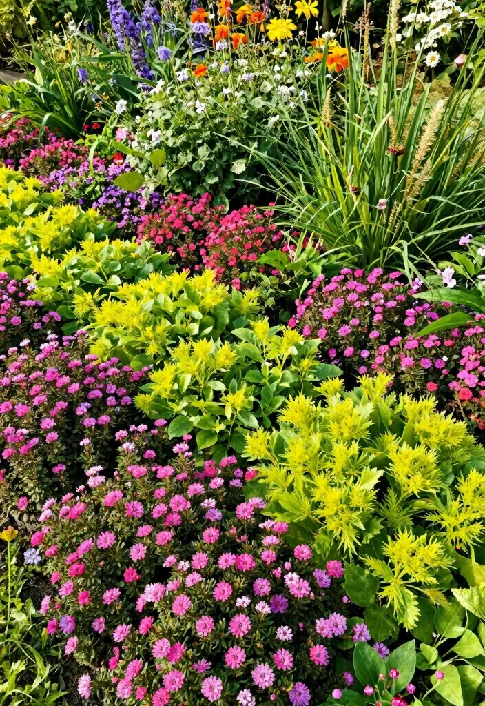 14 Large Flower Bed Ideas for Bold Layered and Impactful Garden Design - 8. Colorful Ground Covers 1