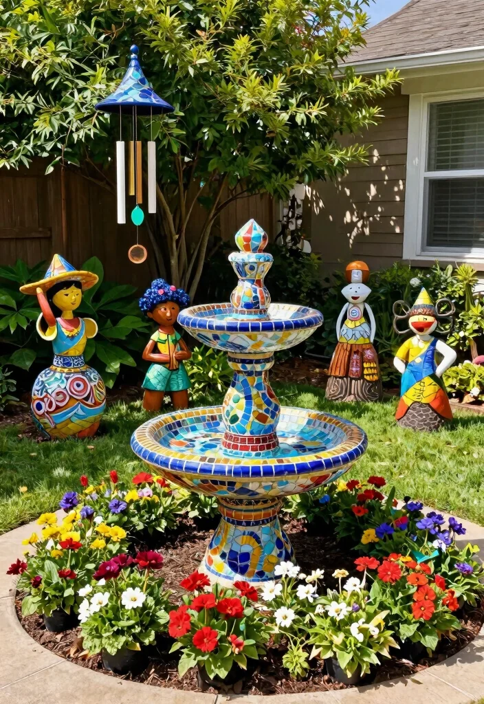 14 Outdoor Landscaping Ideas Front Yard for Strong Curb Appeal - 10. Garden Art and Decor 1