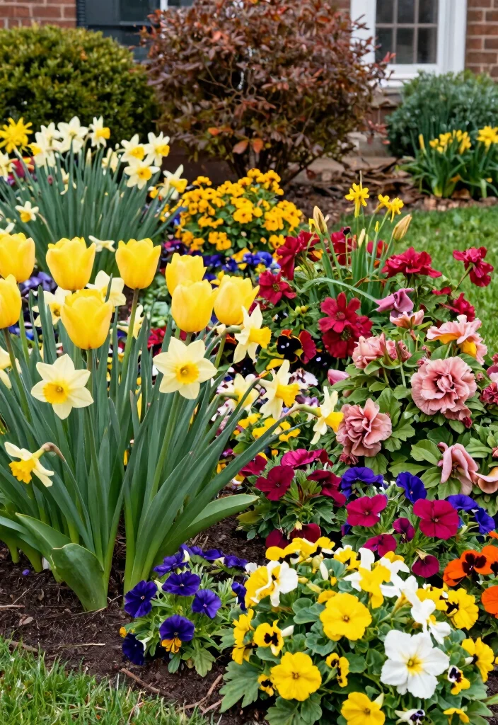 14 Outdoor Landscaping Ideas Front Yard for Strong Curb Appeal - 14. Seasonal Planting for Year-Round Interest 1