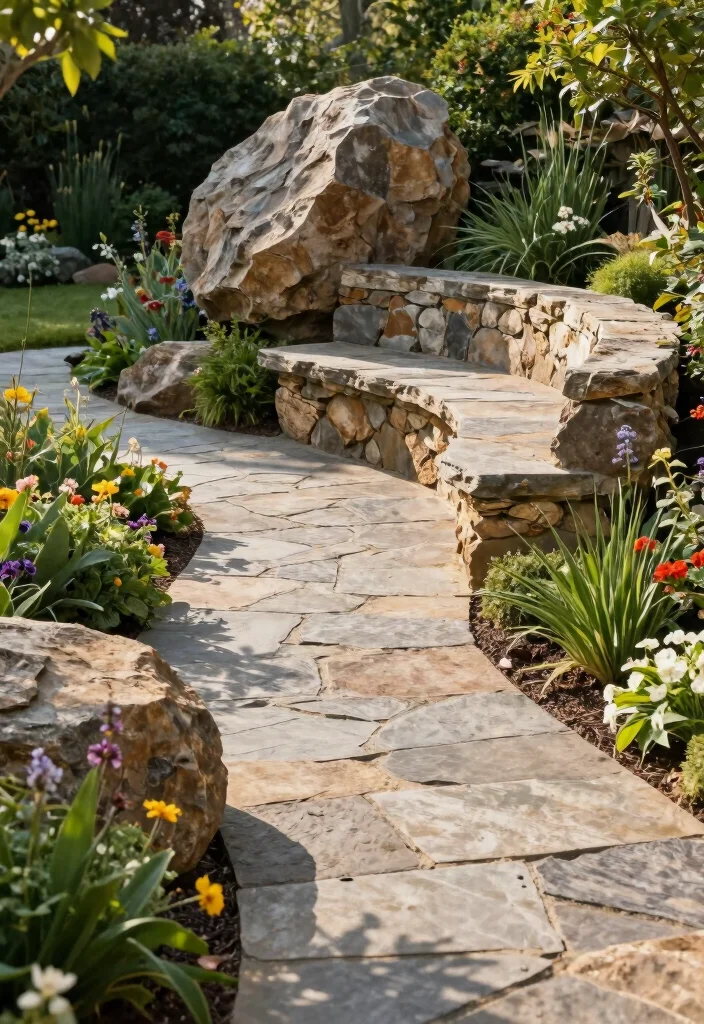 14 Outdoor Landscaping Ideas Front Yard for Strong Curb Appeal - 8. Natural Stone Features 1