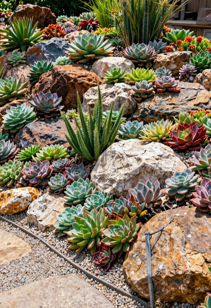 14 Rock Landscaping Ideas for Natural Durable and Modern Outdoor Design - 11. Succulent Rock Gardens 1