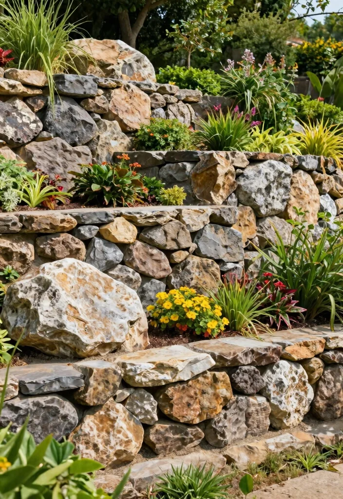14 Rock Landscaping Ideas for Natural Durable and Modern Outdoor Design - 8. Rock Retaining Walls 1