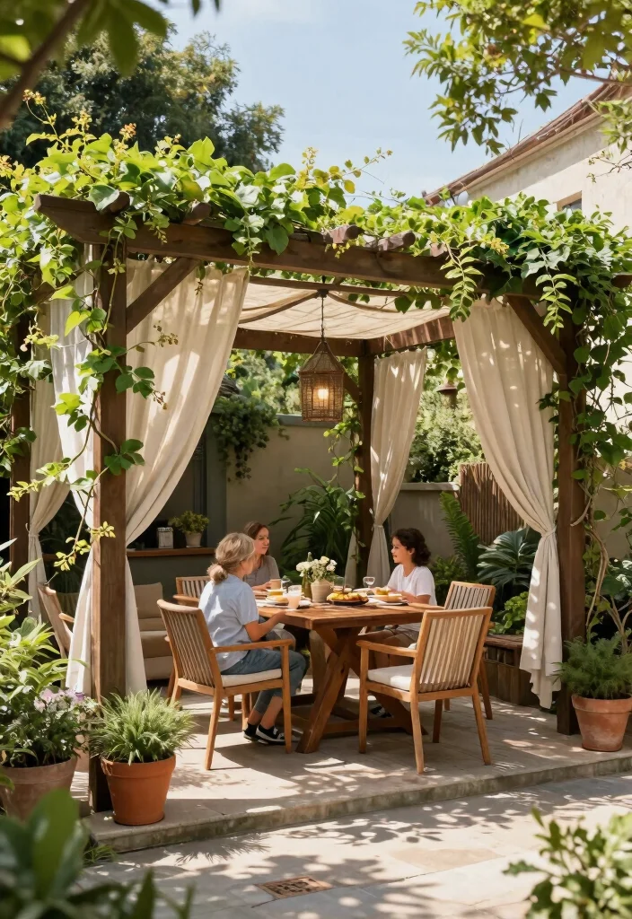 14 Slope Backyard Landscaping Ideas for Safe, Stylish, and Functional Yards 9 14 Slope Backyard Landscaping Ideas for Safe, Stylish, and Functional Yards - 9. Shade Structures 1
