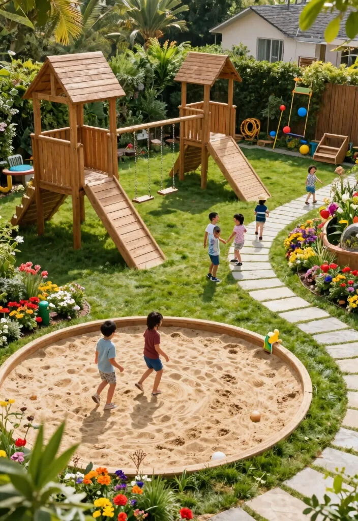 16 Backyard Landscaping Ideas for Beautiful, Practical, and Family-Friendly Yards 4 16 Backyard Landscaping Ideas for Beautiful, Practical, and Family-Friendly Yards - 4. Functional Play Areas for Kids 1